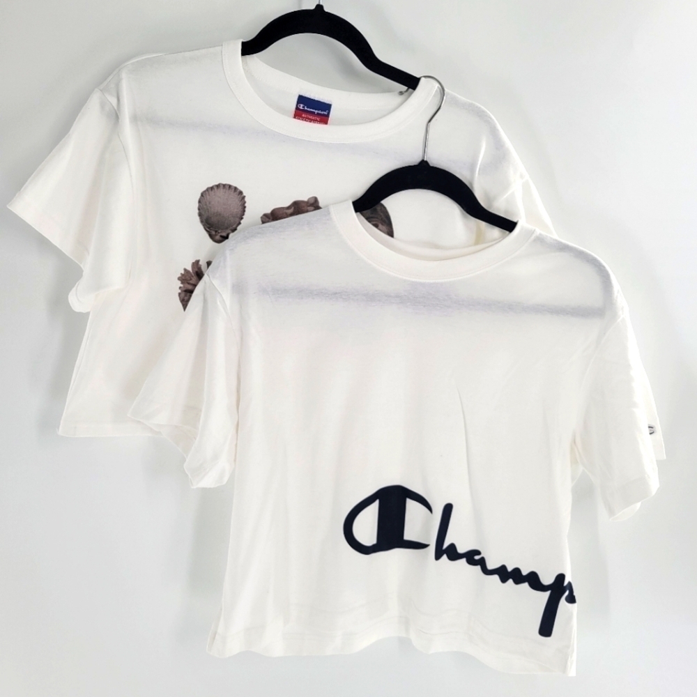 Champion White Cropped Logo T-Shirt (bundle of 2) Size M